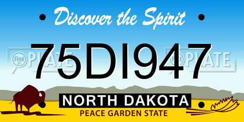 75DI947 North Dakota License Plate