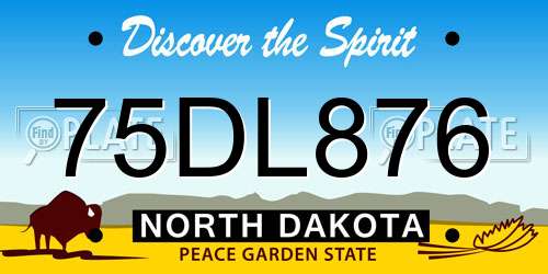 75DL876 North Dakota License Plate
