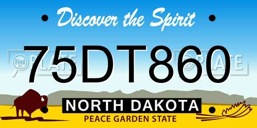 75DT860 North Dakota License Plate
