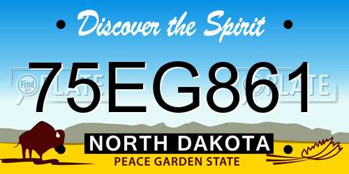 75EG861 North Dakota License Plate