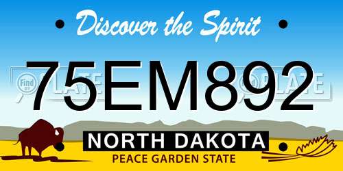 75EM892 North Dakota License Plate