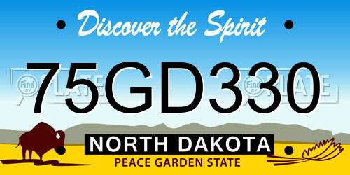 75GD330 North Dakota License Plate