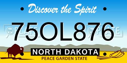 75OL876 North Dakota License Plate