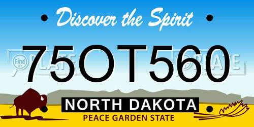 75OT560 North Dakota License Plate