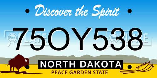 75OY538 North Dakota License Plate