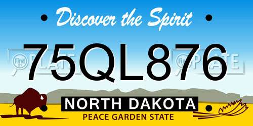 75QL876 North Dakota License Plate