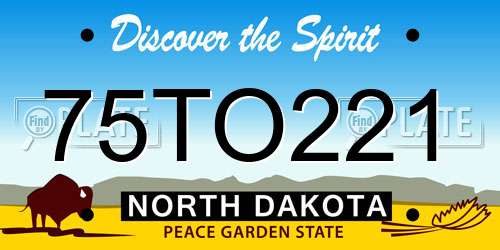 75TO221 North Dakota License Plate