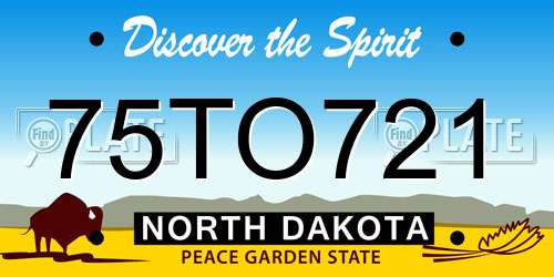 75TO721 North Dakota License Plate
