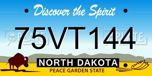 75VT144 North Dakota License Plate