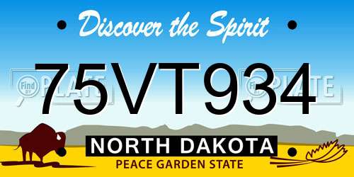 75VT934 North Dakota License Plate