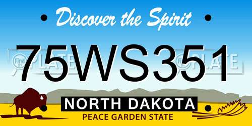 75WS351 North Dakota License Plate