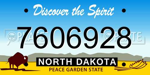 7606928 North Dakota License Plate