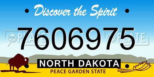 7606975 North Dakota License Plate
