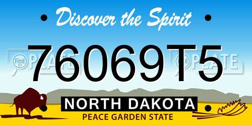 76069T5 North Dakota License Plate