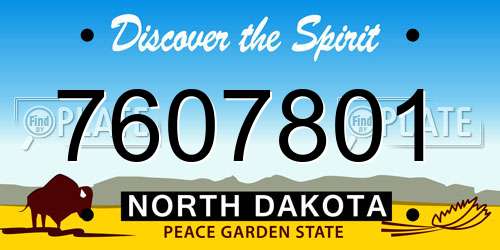 7607801 North Dakota License Plate