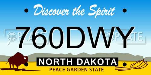 760DWY North Dakota License Plate