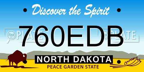 760EDB North Dakota License Plate