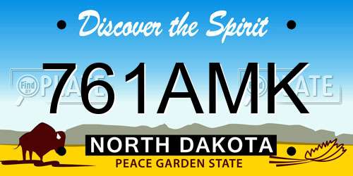 761AMK North Dakota License Plate