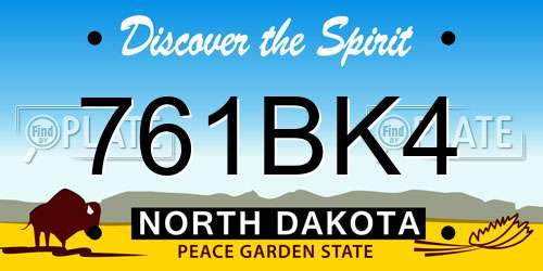 761BK4 North Dakota License Plate