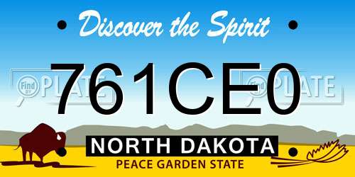 761CE0 North Dakota License Plate