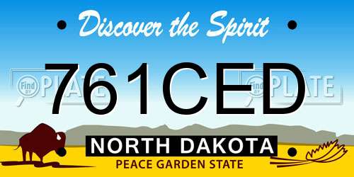 761CED North Dakota License Plate