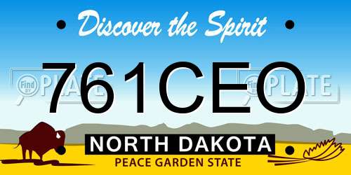761CEO North Dakota License Plate
