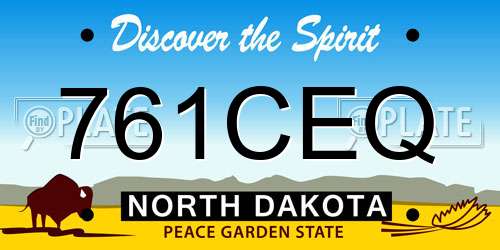 761CEQ North Dakota License Plate
