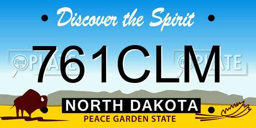 761CLM North Dakota License Plate