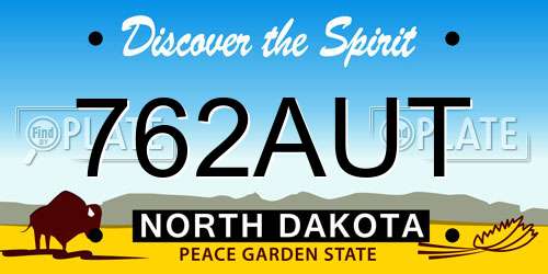 762AUT North Dakota License Plate