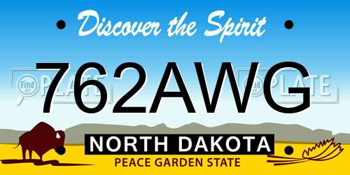 762AWG North Dakota License Plate
