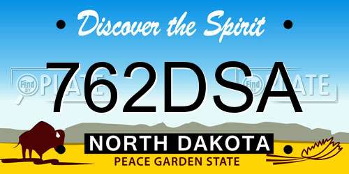 762DSA North Dakota License Plate