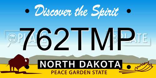762TMP North Dakota License Plate