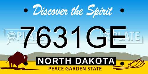 7631GE North Dakota License Plate