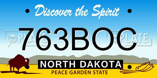 763BOC North Dakota License Plate