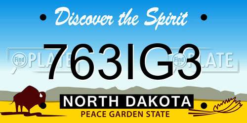 763IG3 North Dakota License Plate