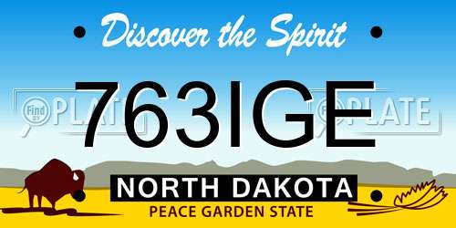 763IGE North Dakota License Plate