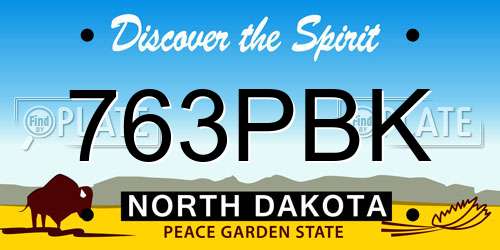 763PBK North Dakota License Plate
