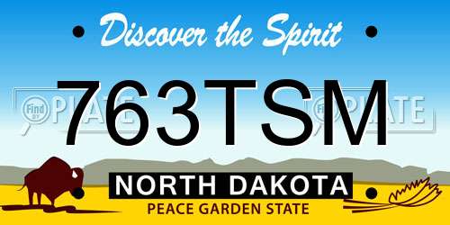 763TSM North Dakota License Plate
