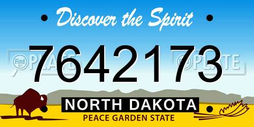 7642173 North Dakota License Plate