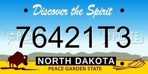 76421T3 North Dakota License Plate