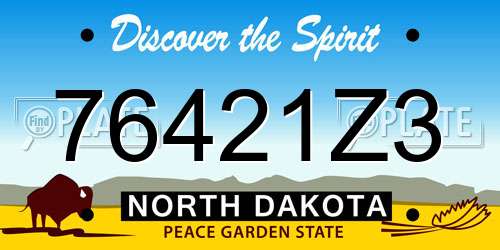 76421Z3 North Dakota License Plate