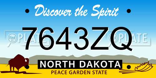 7643ZQ North Dakota License Plate