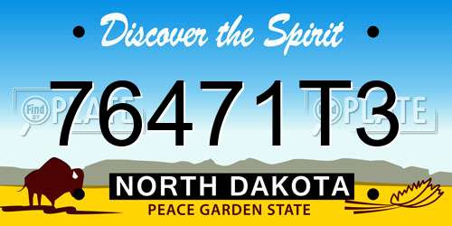76471T3 North Dakota License Plate