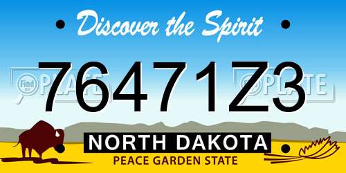 76471Z3 North Dakota License Plate