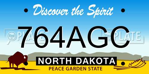 764AGC North Dakota License Plate