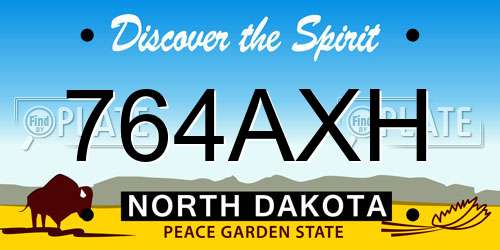 764AXH North Dakota License Plate