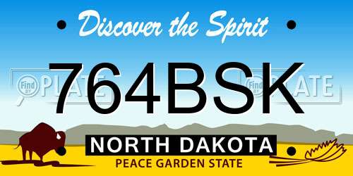 764BSK North Dakota License Plate