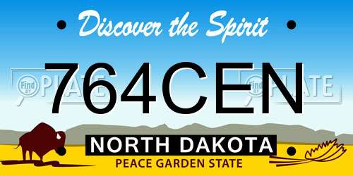 764CEN North Dakota License Plate