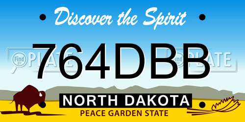 764DBB North Dakota License Plate