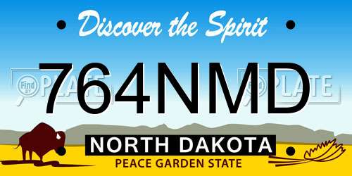 764NMD North Dakota License Plate